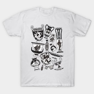 Ancient Greek Pottery - black and white T-Shirt